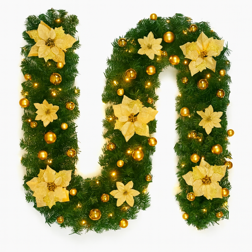 Guirlande de noël 2,7m avec LED – vigne rotin artificielle décoration maison & sapin