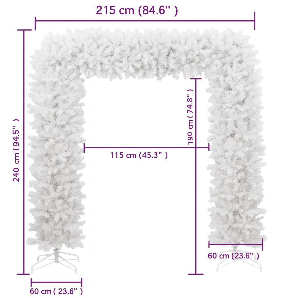 Arche de sapin de noël artificiel – PVC avec support en acier – 240/270 cm