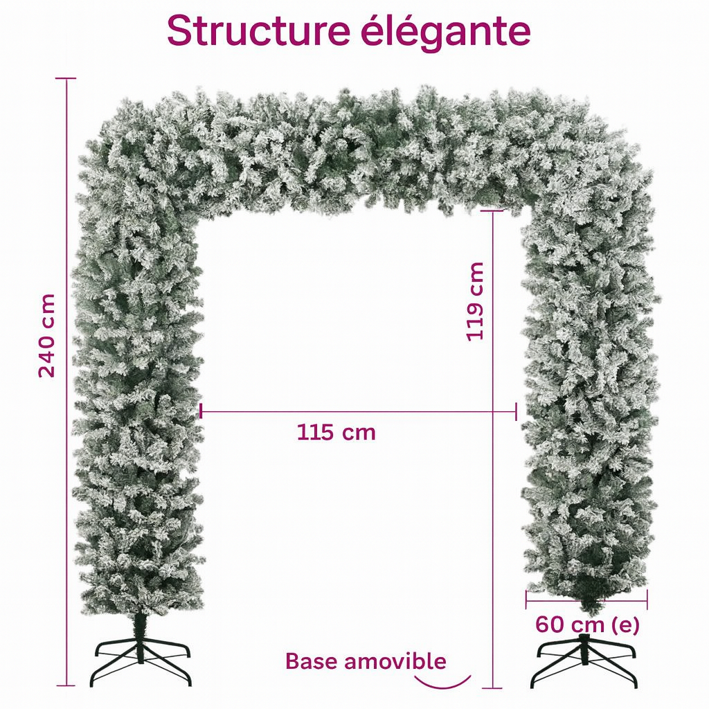 Arche de sapin de noël artificiel – PVC avec support en acier – 240/270 cm