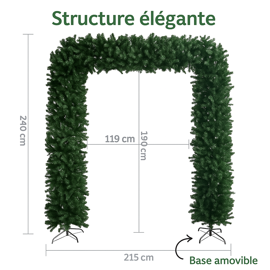 Arche de sapin de noël artificiel – PVC avec support en acier – 240/270 cm