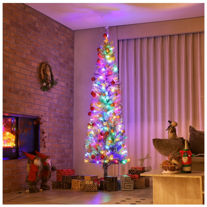 Sapin Slim 225 cm avec 220 LED, 519 Branches Neige