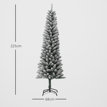 Sapin Slim 225 cm avec 220 LED, 519 Branches Neige