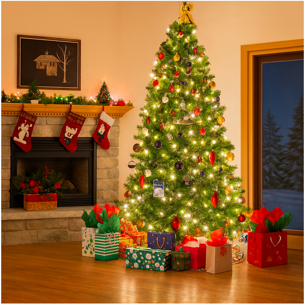 Sapin de noël artificiel avec LED et pied en bois, PVC, 180/210cm, 510/600 branches