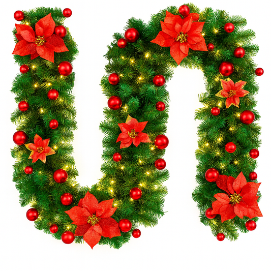 Guirlande de noël 2,7m avec LED – vigne rotin artificielle décoration maison & sapin