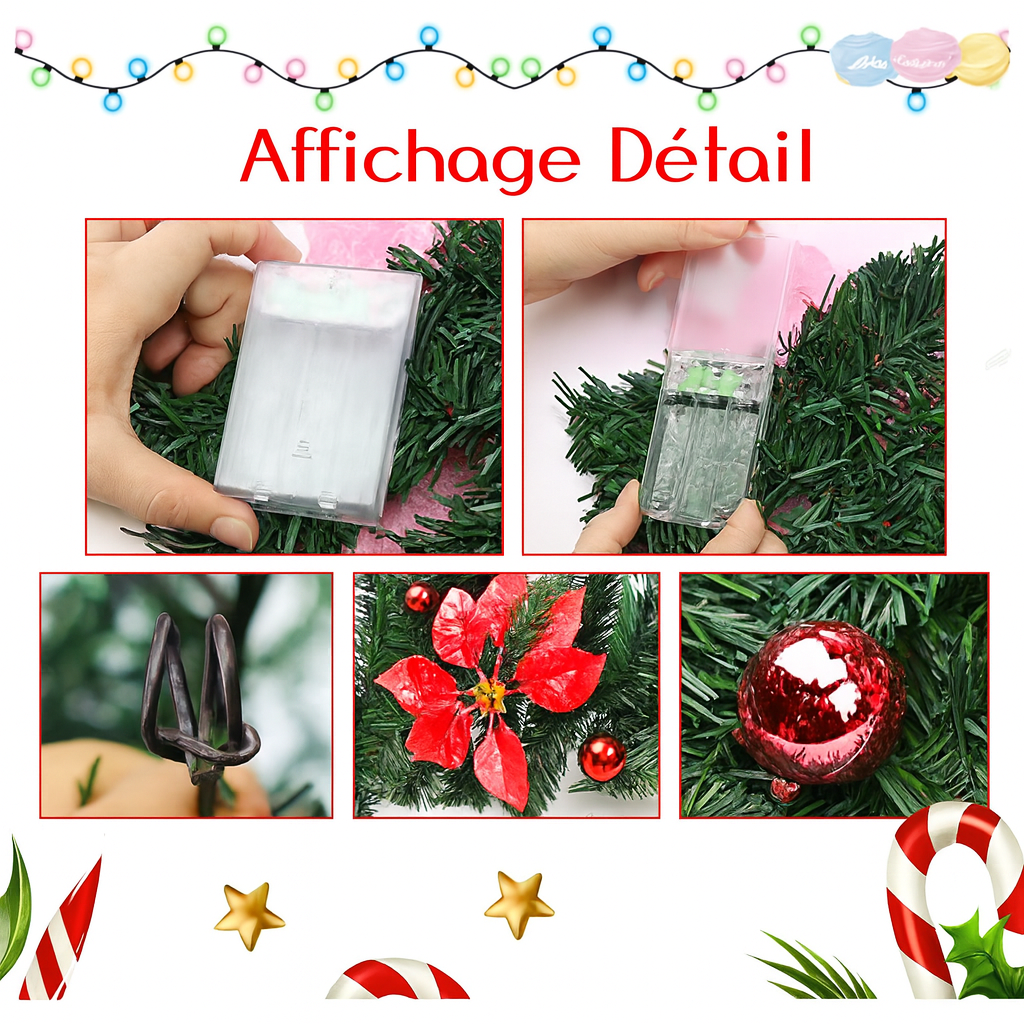 Guirlande de noël 2,7m avec LED – vigne rotin artificielle décoration maison & sapin