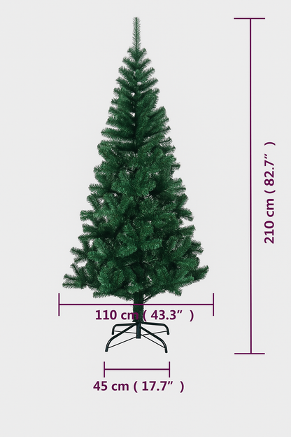 Sapin Vert 210 cm PVC avec Pointes Irisées