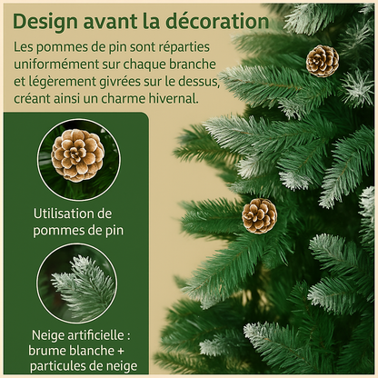 Sapin Enneigé avec Pommes de Pin 180/270 cm