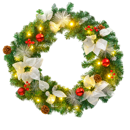 Couronne Noël 60 cm avec LED – Déco Intérieur/Extérieur