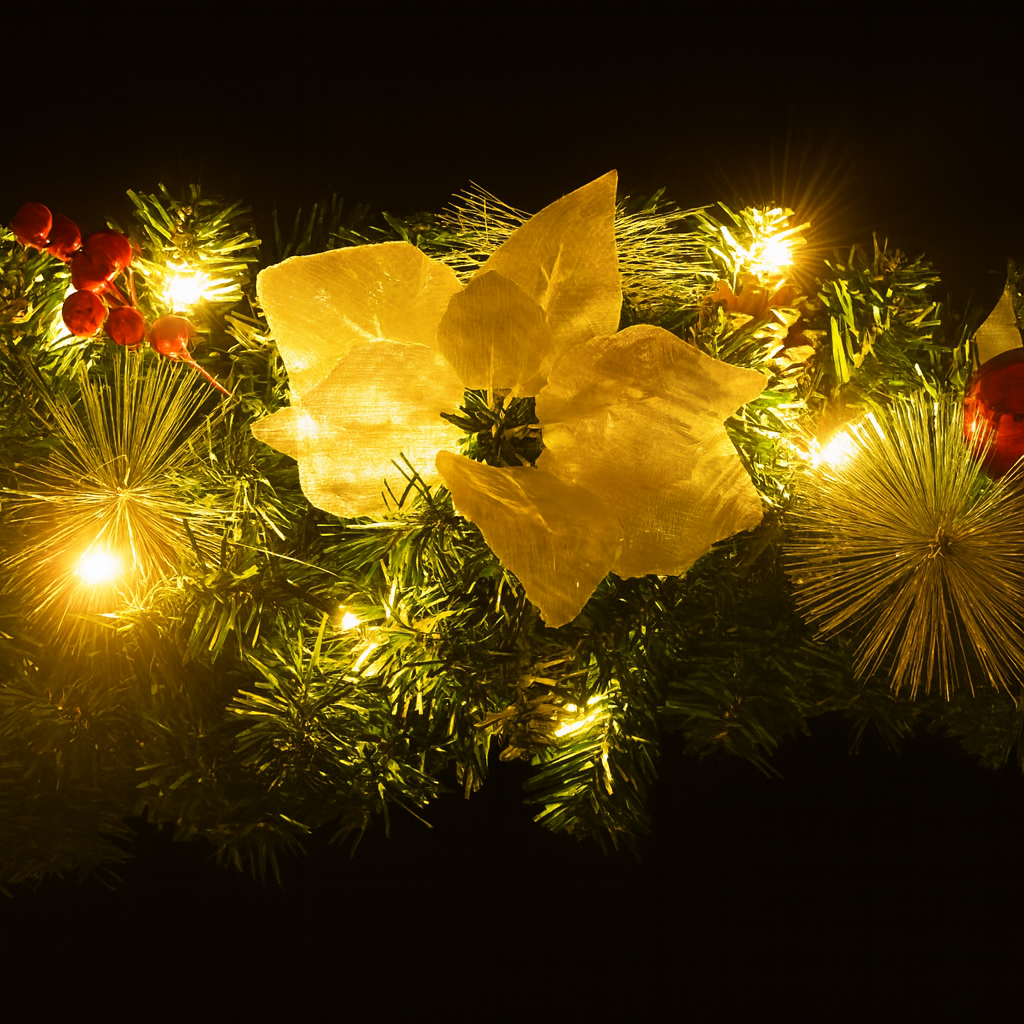 Couronne de noël 60 cm avec lumières LED – décoration de fête intérieur/extérieur en PVC