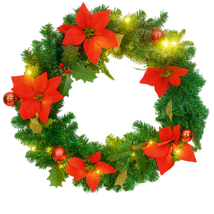 Couronne Noël 60 cm avec LED – Déco Intérieur/Extérieur