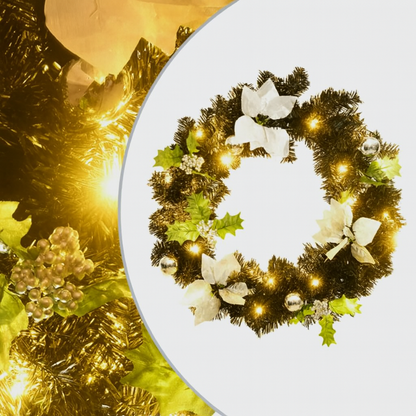 Couronne Noël 60 cm avec LED – Déco Intérieur/Extérieur