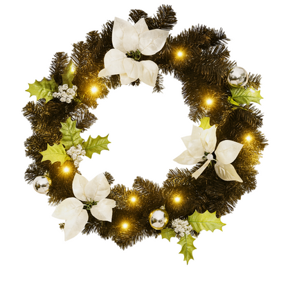 Couronne Noël 60 cm avec LED – Déco Intérieur/Extérieur