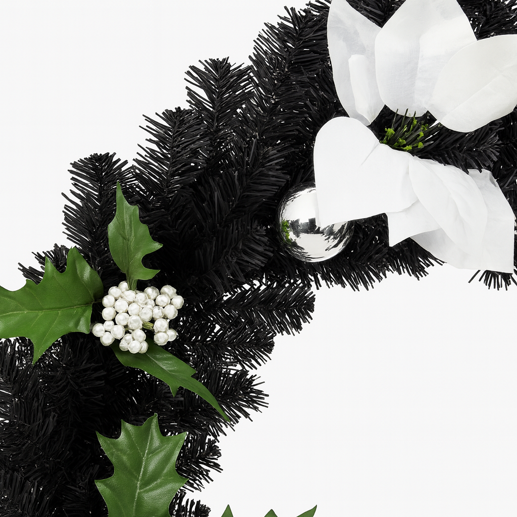 Couronne de noël 60 cm avec lumières LED – décoration de fête intérieur/extérieur en PVC