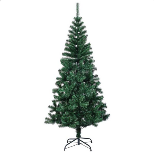 Sapin de noël artificiel vert 210 cm en PVC avec pointes irisées et support acier