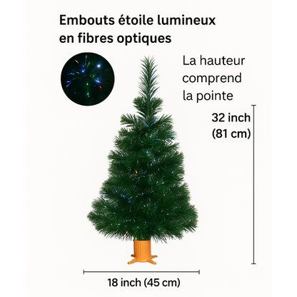Mini Sapin Fibre Optique 32" LED Base Dorée