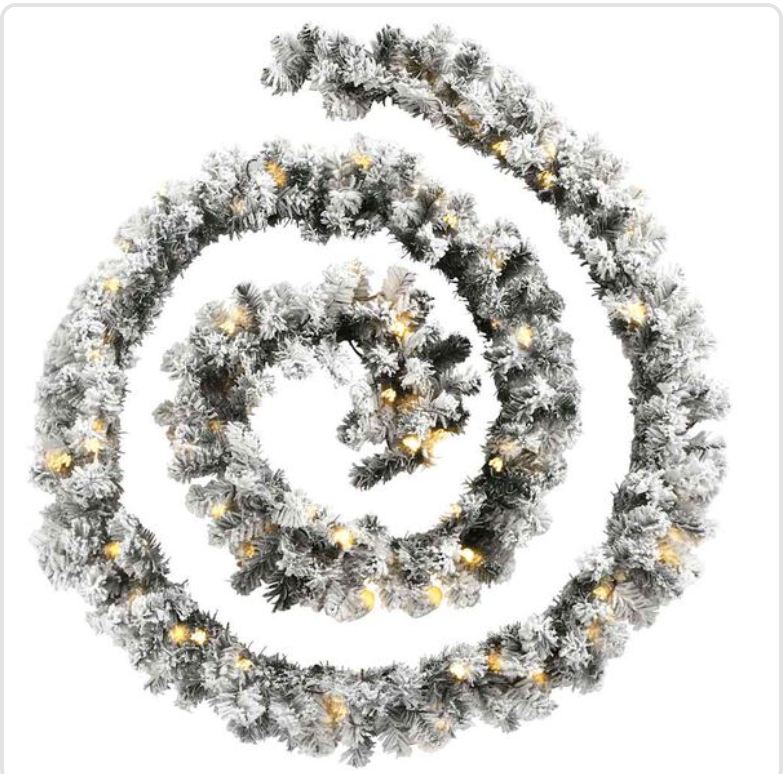 Guirlande de noël PVC verte 5m/10m/20m avec neige, LED USB, effets lumineux et boules