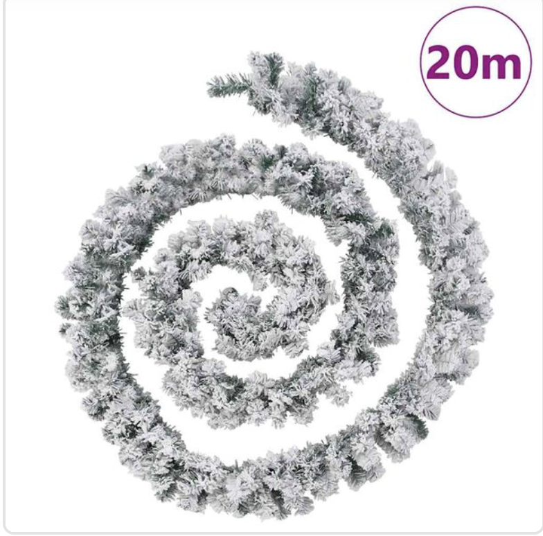 Guirlande de noël PVC verte 5m/10m/20m avec neige, LED USB, effets lumineux et boules