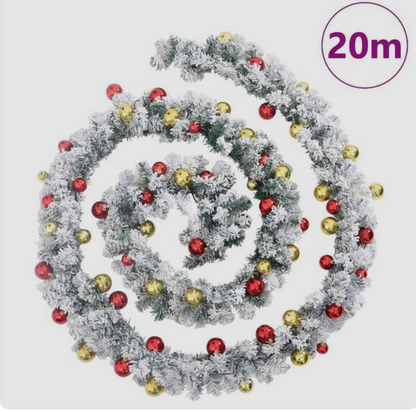 Guirlande Noël Verte 5/10/20 m LED USB Neige & Boules