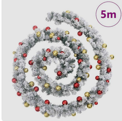 Guirlande Noël Verte 5/10/20 m LED USB Neige & Boules