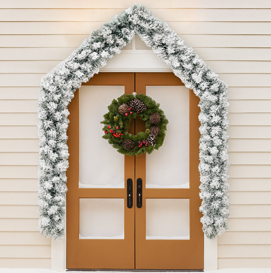 Guirlande de noël PVC verte 5m/10m/20m avec neige, LED USB, effets lumineux et boules