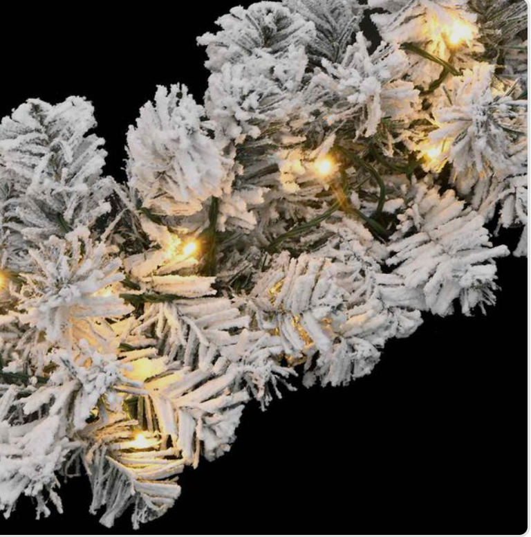 Guirlande de noël PVC verte 5m/10m/20m avec neige, LED USB, effets lumineux et boules