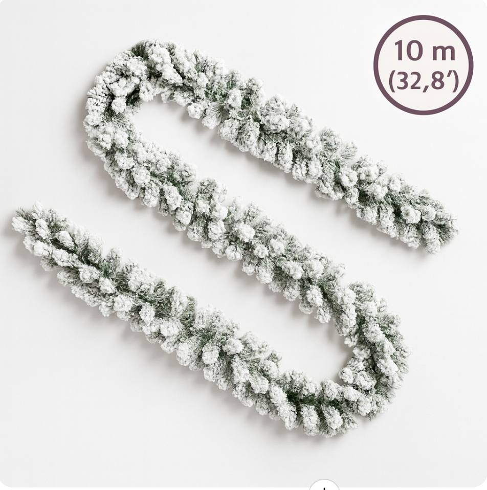 Guirlande de noël PVC verte 5m/10m/20m avec neige, LED USB, effets lumineux et boules