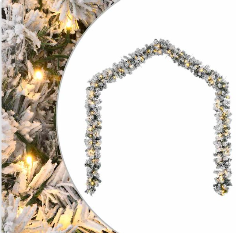 Guirlande de noël PVC verte 5m/10m/20m avec neige, LED USB, effets lumineux et boules