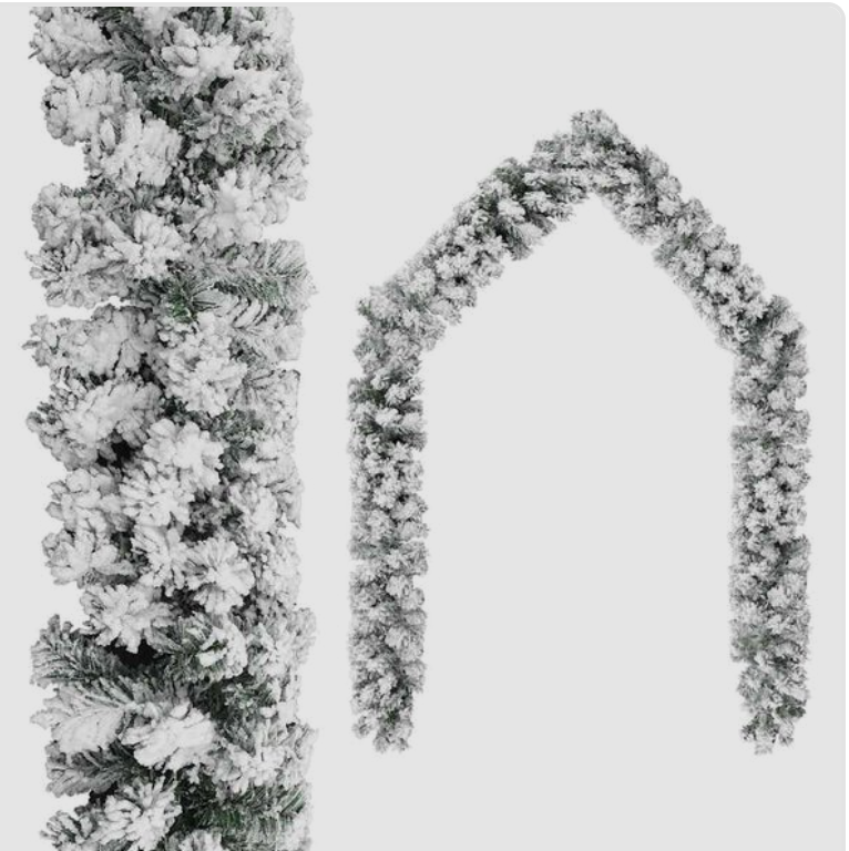 Guirlande de noël PVC verte 5m/10m/20m avec neige, LED USB, effets lumineux et boules