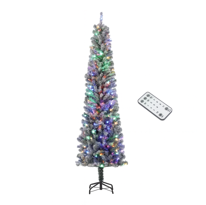 Sapin Slim 225 cm avec 220 LED, 519 Branches Neige