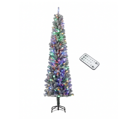 Sapin Slim 225 cm avec 220 LED, 519 Branches Neige