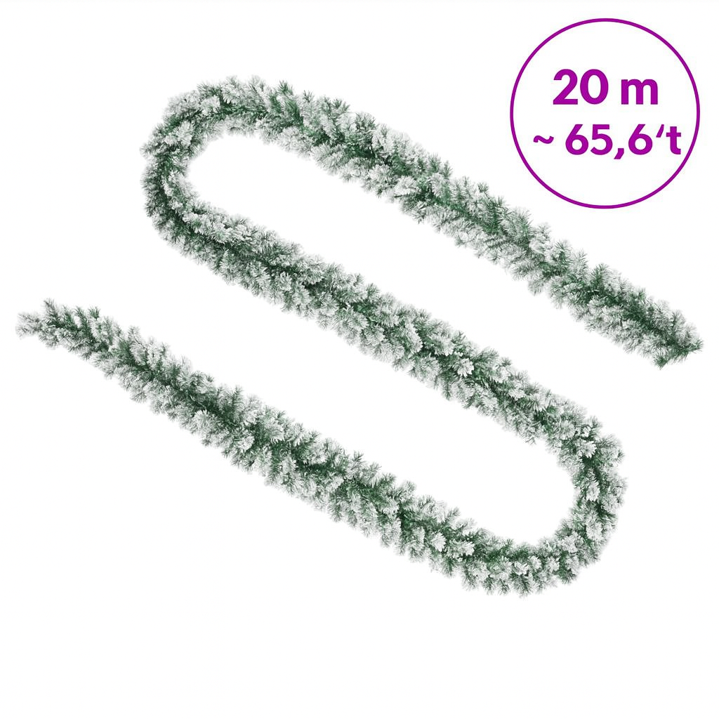 Guirlande de noël PVC verte 5m/10m/20m avec neige, LED USB, effets lumineux et boules