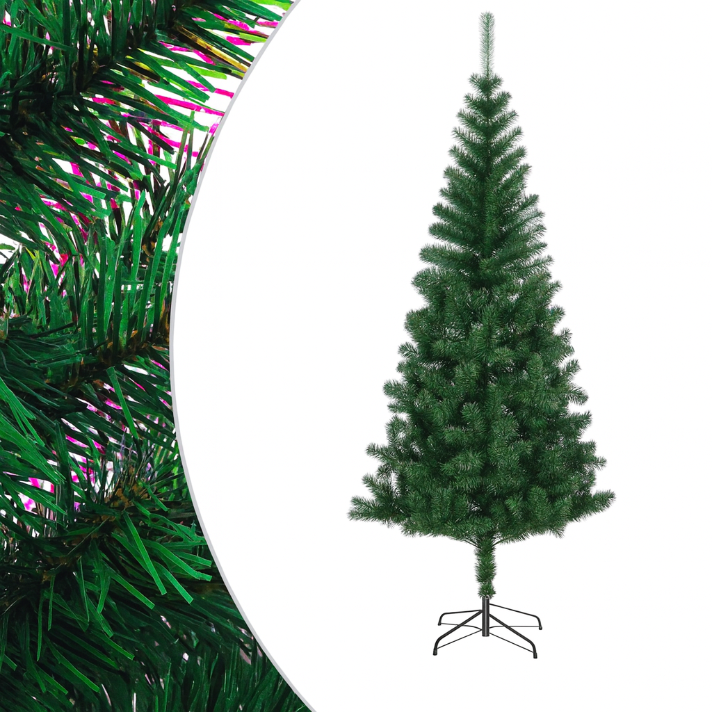 Sapin de noël artificiel vert 210 cm en PVC avec pointes irisées et support acier