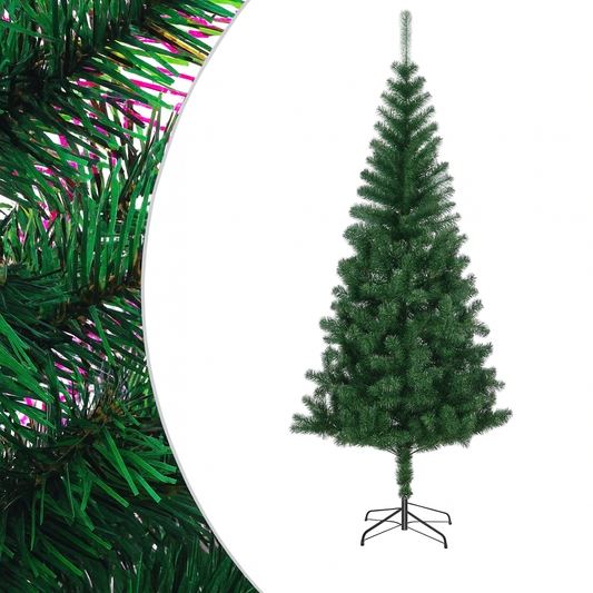 Sapin de noël artificiel vert 210 cm en PVC avec pointes irisées et support acier
