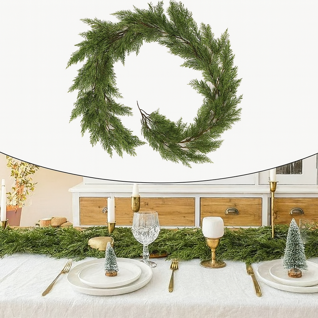 Guirlande de noël artificielle cèdre 1,9m – décoration intérieure/extérieure festive verte