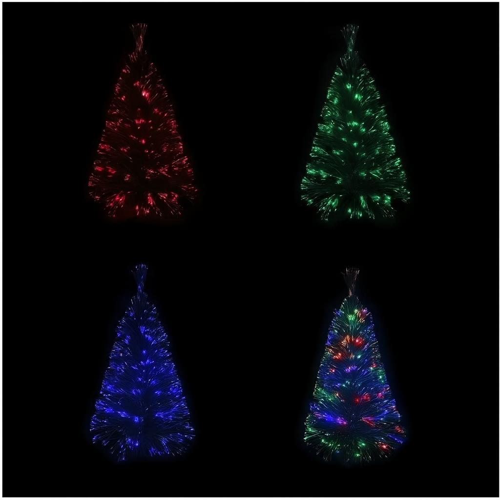 Sapin de noël artificiel 32" à fibres optiques LED multicolores avec base dorée – mini sapin de table